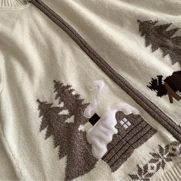 Vintage Zip Up Boho Christmas Sweater SZ XL - Picture 4 of 13